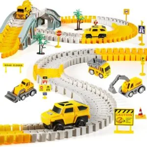 Home kizplays 260 pcs construction race tracks for kids toys