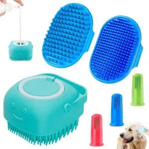 Home comotech 6pcs dog bath brush & dog toothbrush